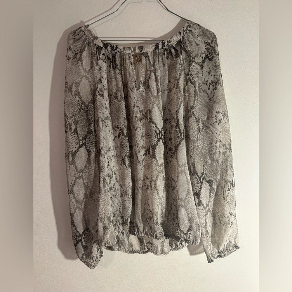 Jennifer Lopez Gray Snakeskin Blouse
